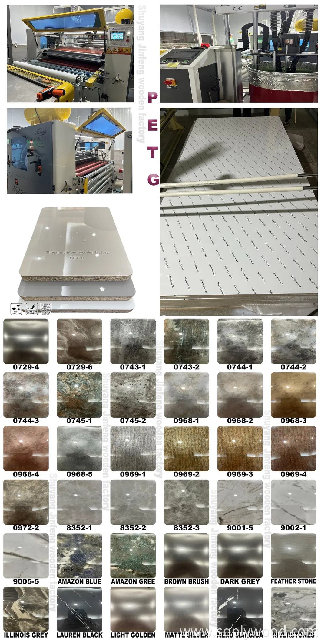 Marble Color UV Sheet High Gloss Pet Coated Melamine MDF